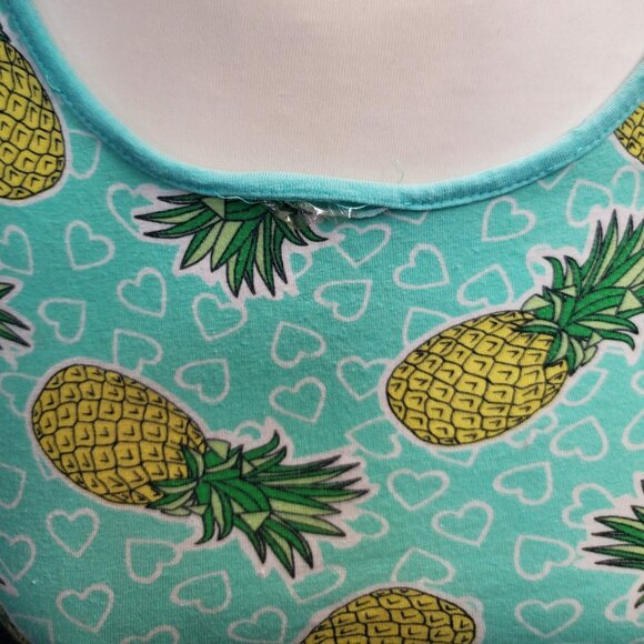 Summer Spring Pineapple Heart Teal Dress - Picture 5 of 9